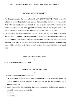 Statute of the Foundation of  The Aliplast Group