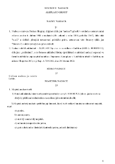 STANOVY NADACE ALIPLAST GROUP