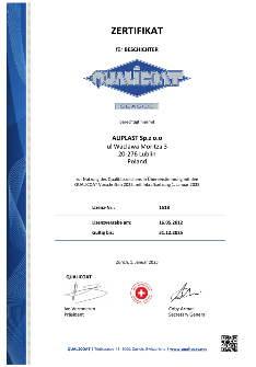 CERTIFICATE QUALICOAT SEASIDE DE