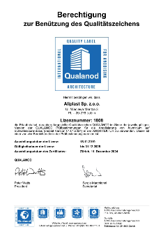 CERTIFICATE Aliplast Qualanod GE