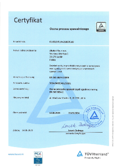 Certificate EN ISO 3834 PL