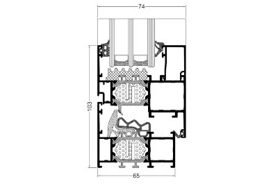 řez oknem GR 65 (GR010 + GR020)